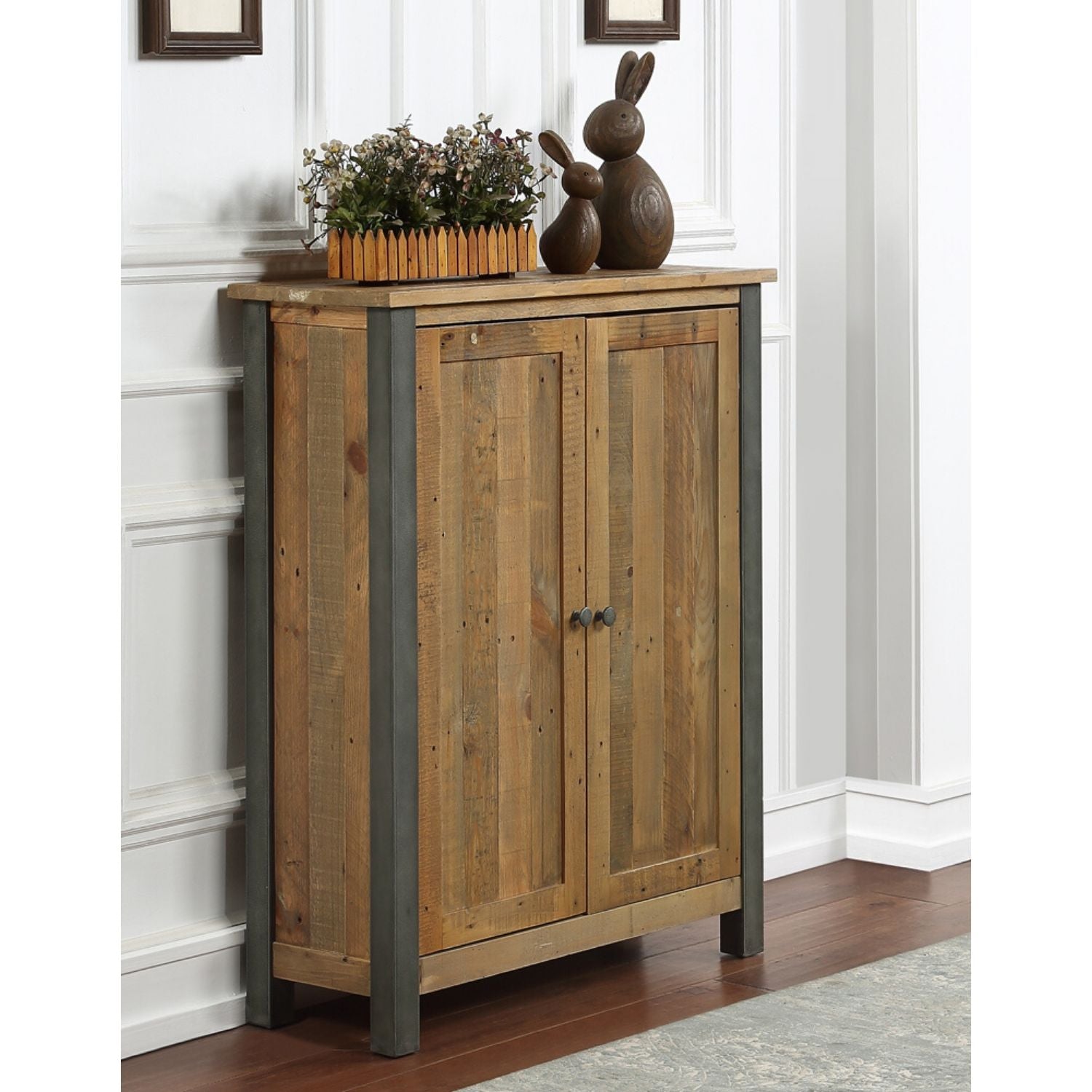 Harringay Reclaimed Wood Shoe Storage Cupboard Small - The Orchard Home and Gifts